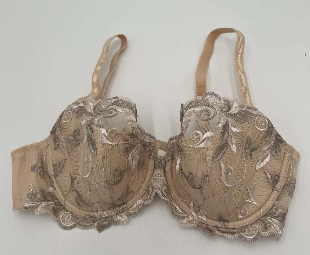 Soma Balconet Bra 36C Taupe Embroidered Lace Demi Cup Lightly Padded NWOT